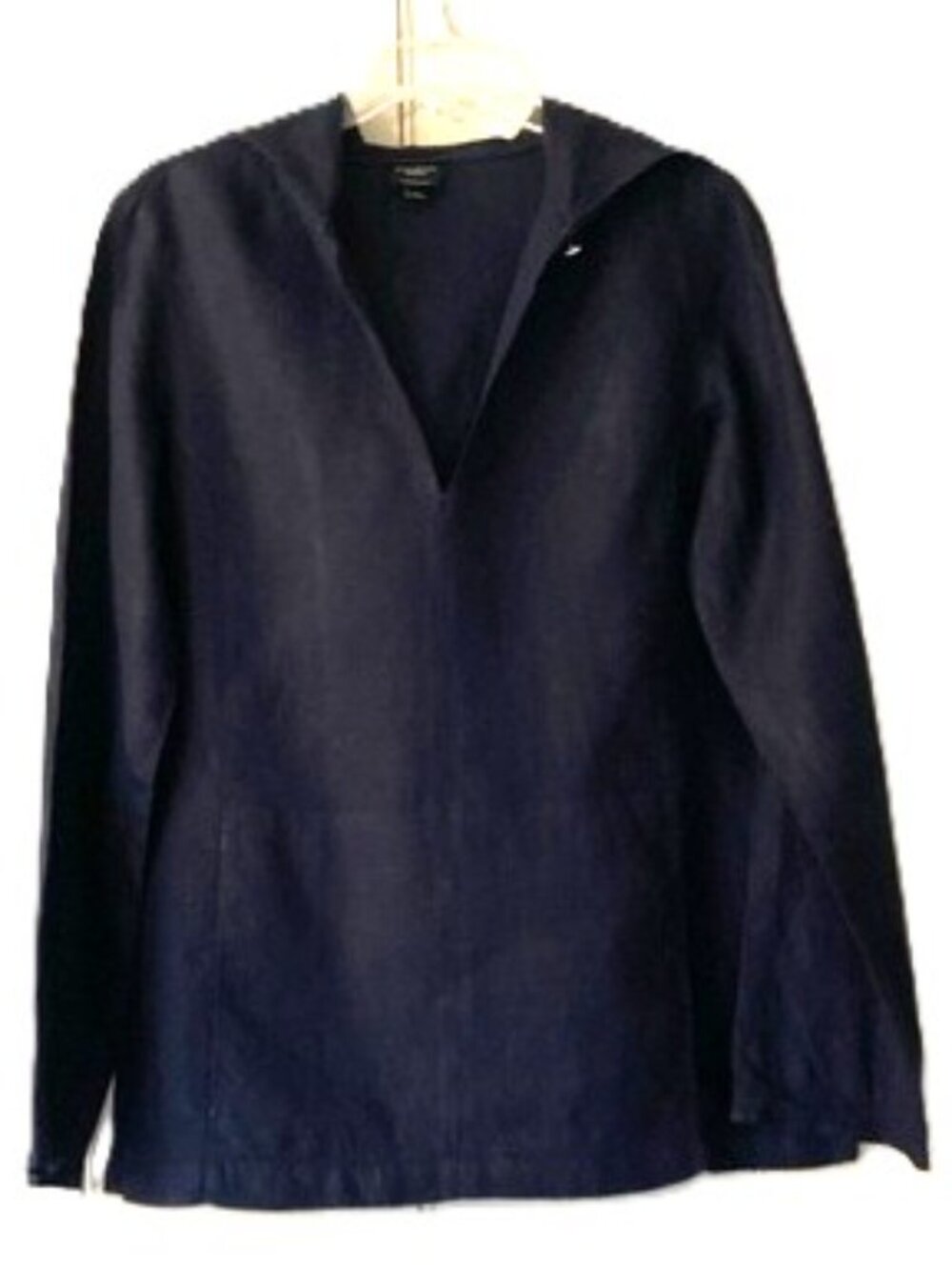 Talbots Hooded Linen Tunic Top/Pullover • Navy • S